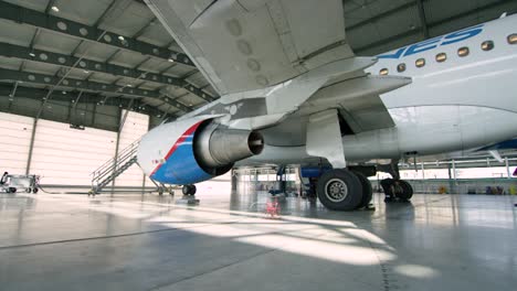 airplane maintenance in hangar