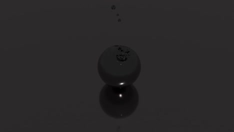 black sphere with reflections on a dark background