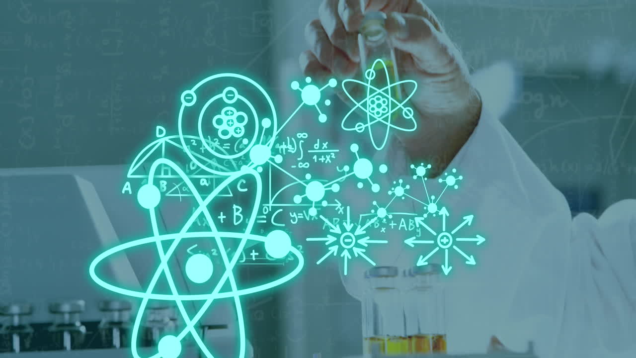 실험실에서 백인 남성 과학자에 대한 과학 데이터 처리의 애니메이션