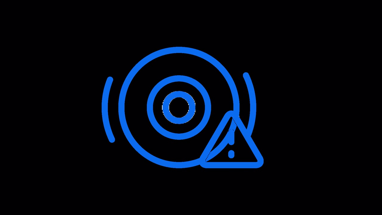 Icona animata blu di avviso per fotocamera su sfondo nero