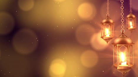 ramadan lantern hanging on bokeh background.