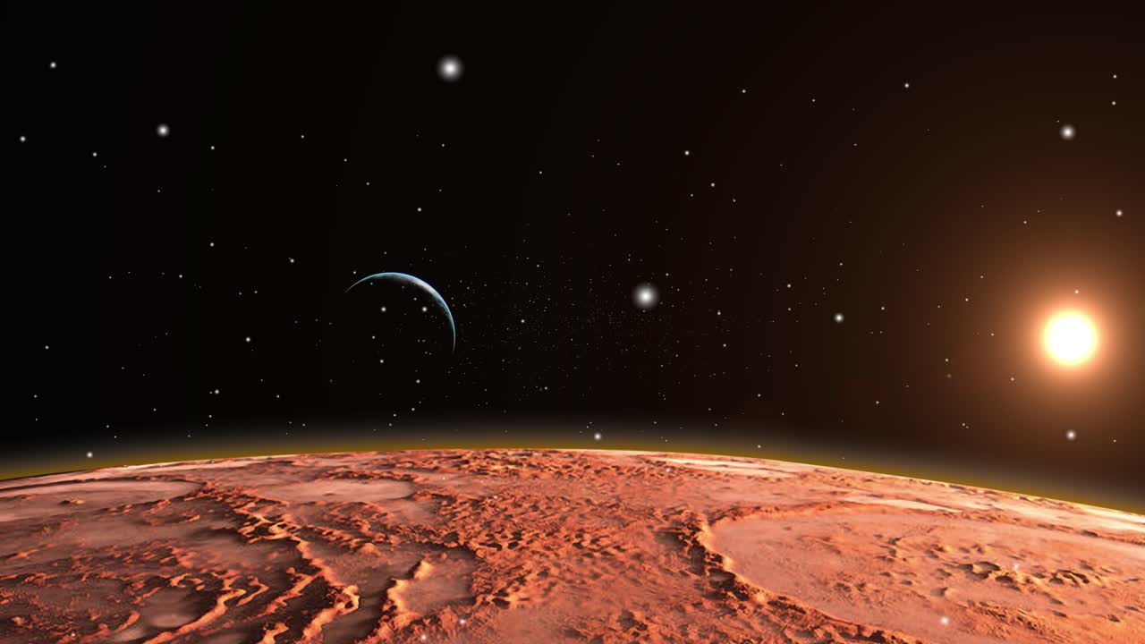 planet earth visible from the surface of the planet mars, solar system