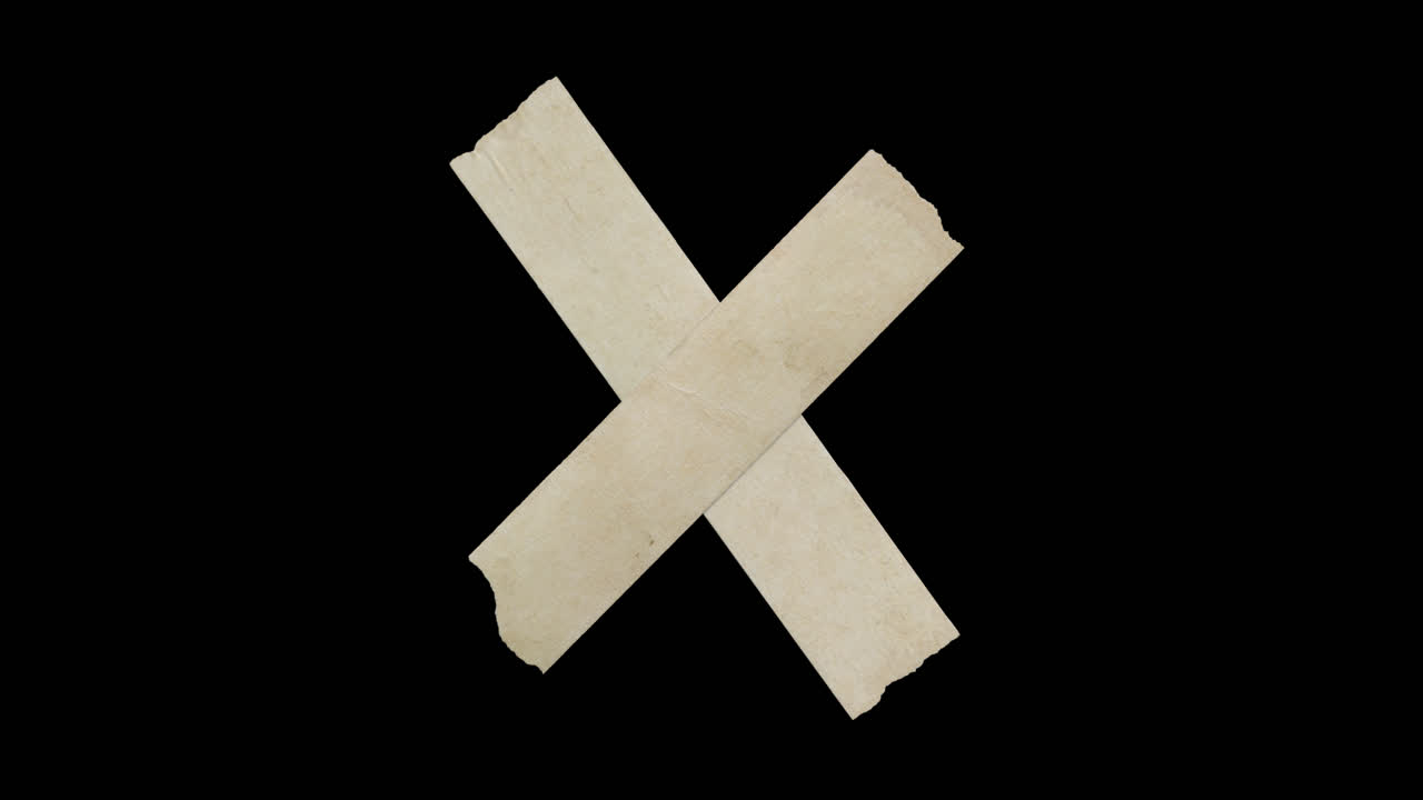 Masking Tape X Shape Isolated on Black Background