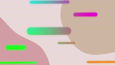 animation of colourful capsule shapes moving over beige and pink organic shapes