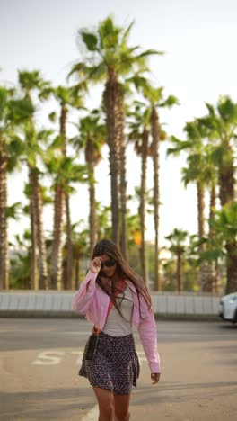 young woman walking in a park