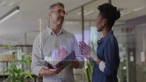 animación del procesamiento de datos sobre diversas personas de negocios en la oficina