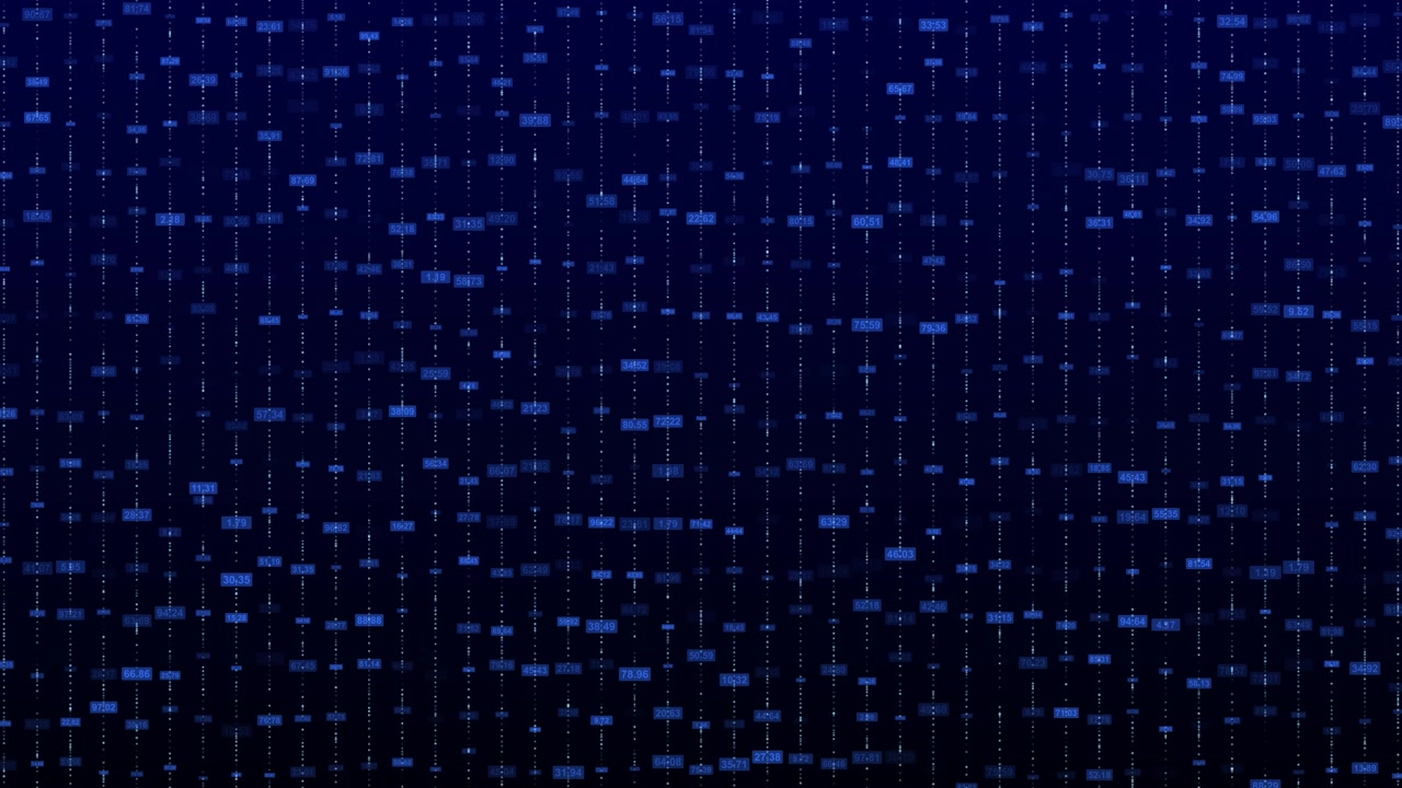 Digital Data Stream with Floating Numerical Values on Dark Background
