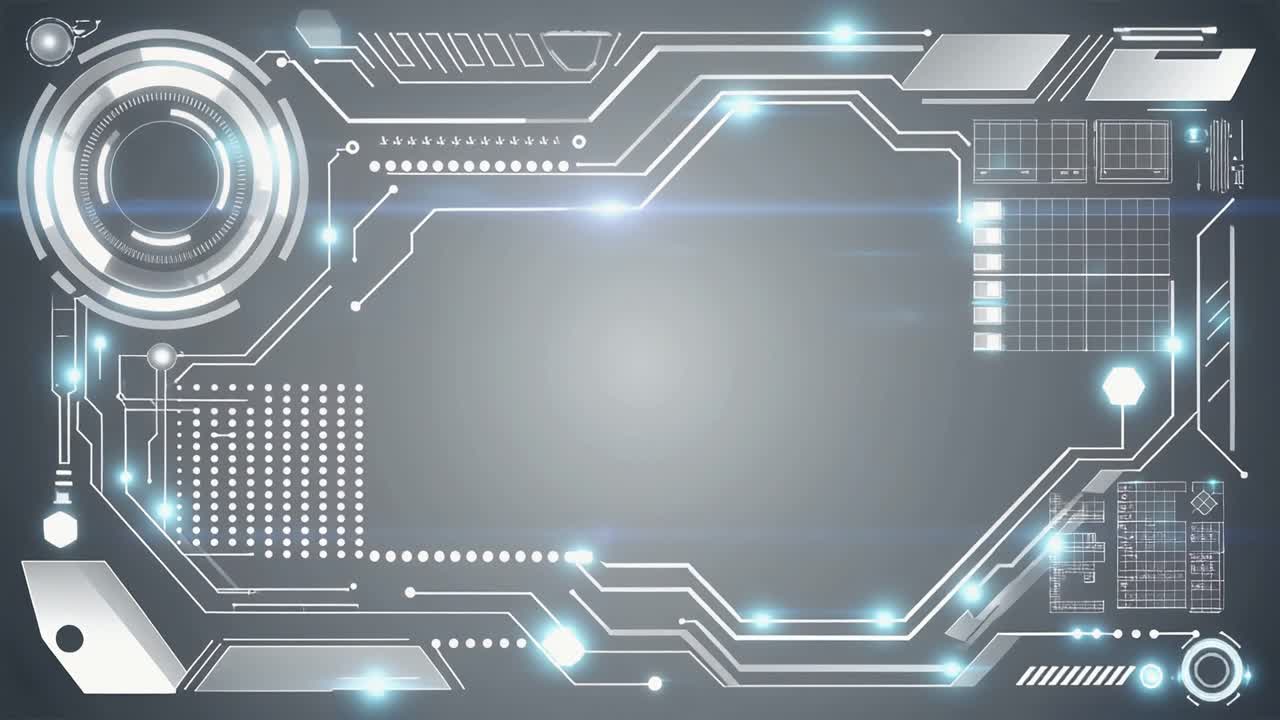Futuristic Digital Interface with Glowing Circuit Board Elements