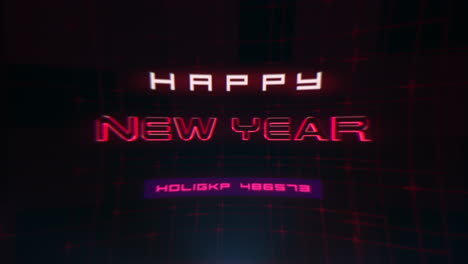 Happy-New-Year-text-on-computer-screen-with-glitch-effect