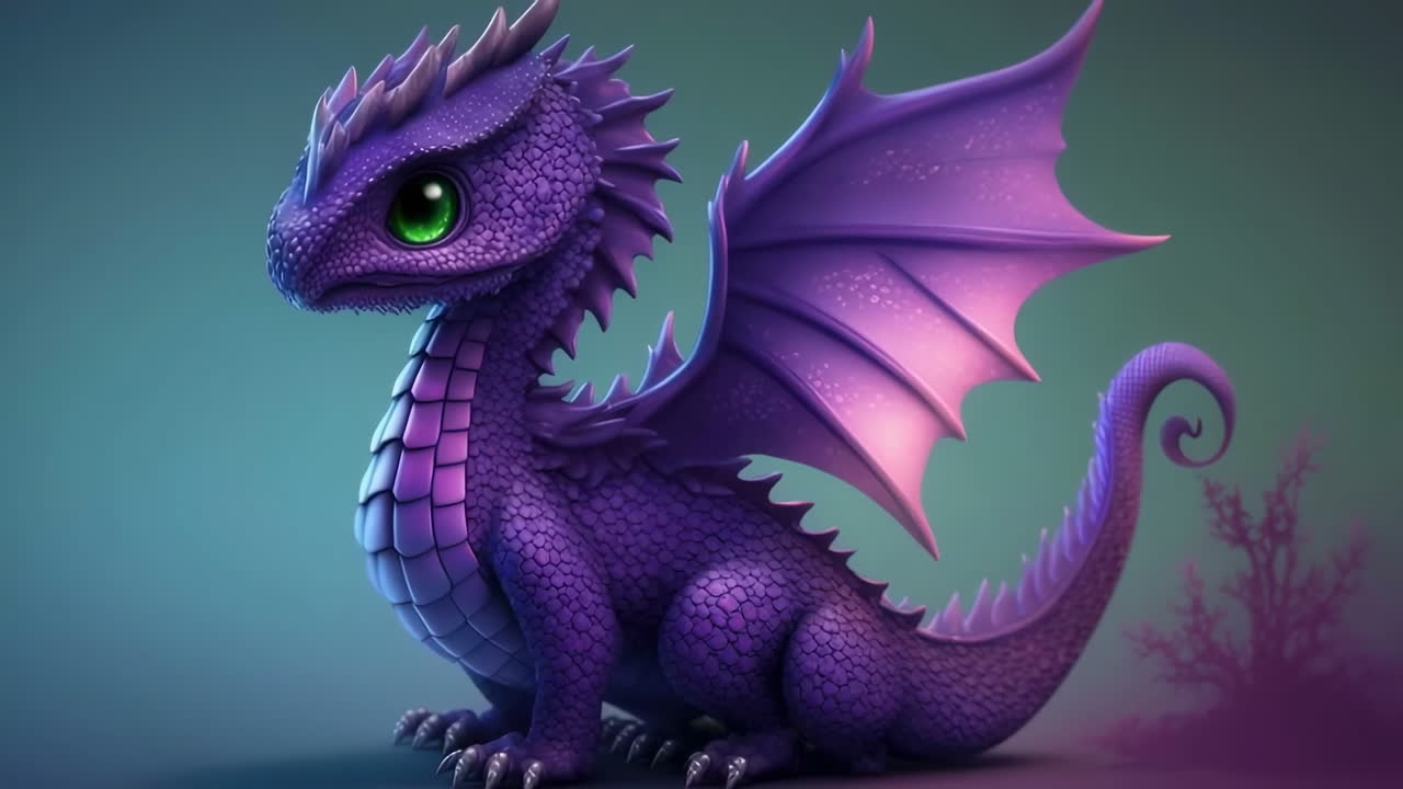 Cute Purple Baby Dragon