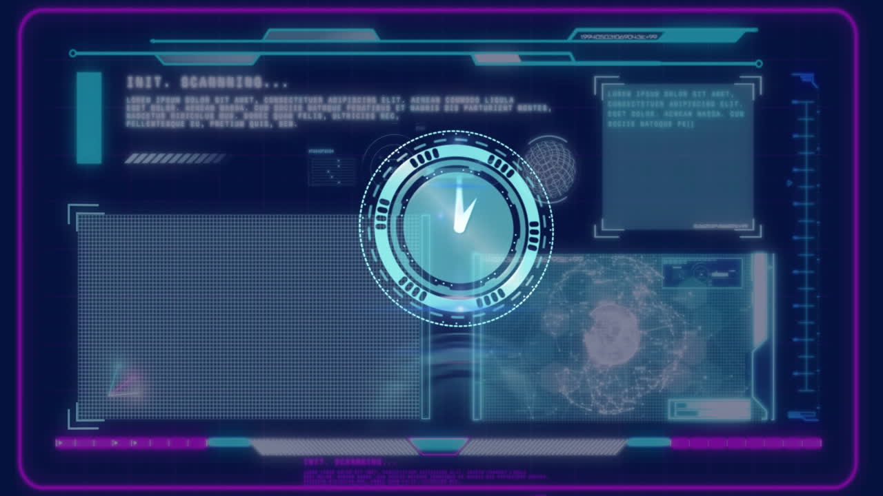 Displaying data graphs, futuristic digital interface with scanning animation in view