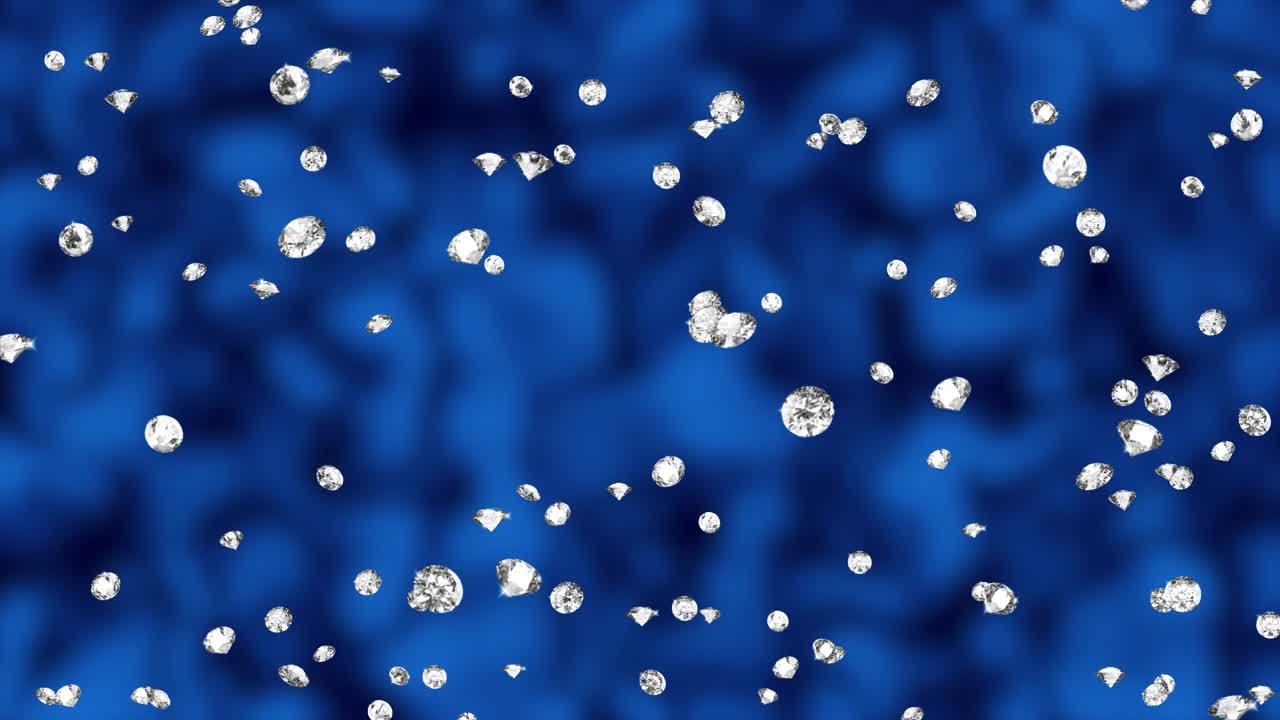 Diamonds gems falling down on blue loop background green screen brilliance crystal gem jewel jewelry
