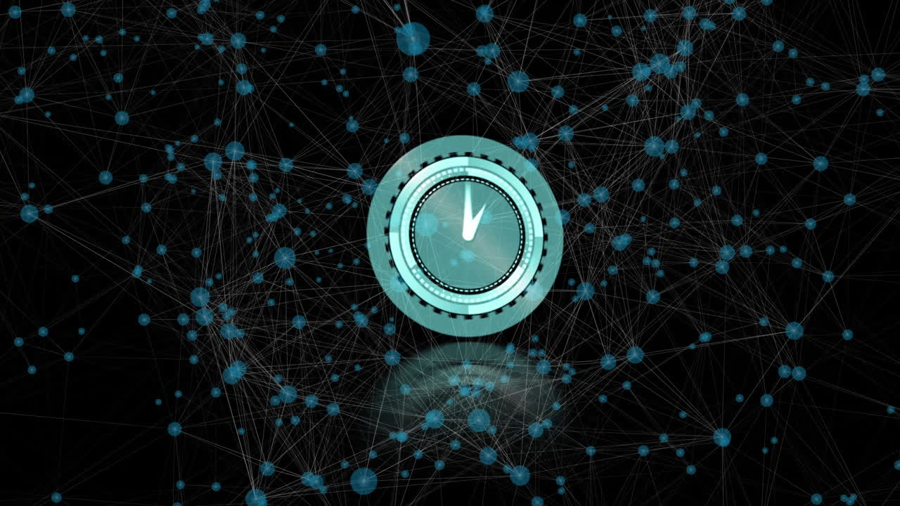 Animation of network of connections over clock moving fast