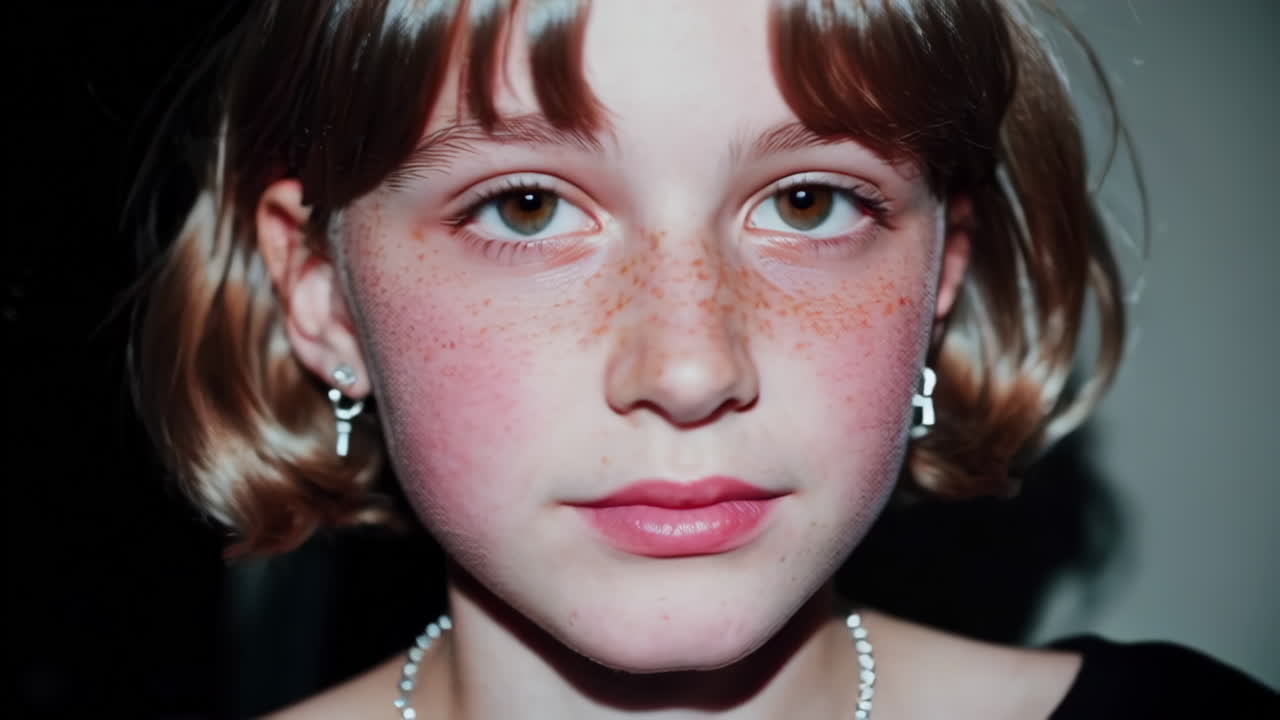 Portrait of a young woman at night