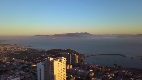 aerial pan right from golden gate bridge to alcatraz - 4k