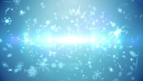 Animation-of-snow-falling-on-blue-background