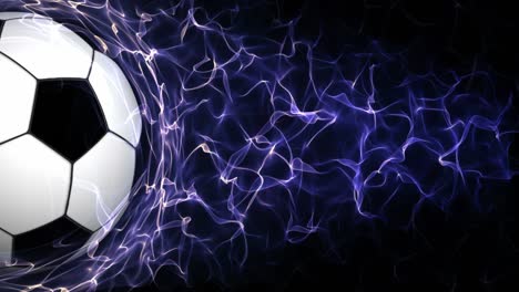 soccer ball in blue abstract particles ring, loop, 4k