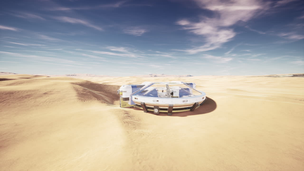 Futuristic Spaceship in Desert Landscape