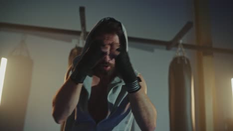 man in boxing training