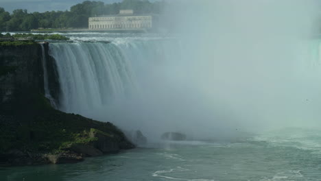 pan of the canadian horseshoe falls, wide shot