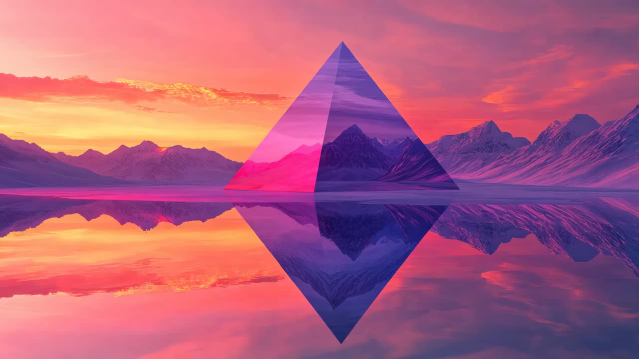 Abstract Pyramid Landscape at Sunrise/Sunset
