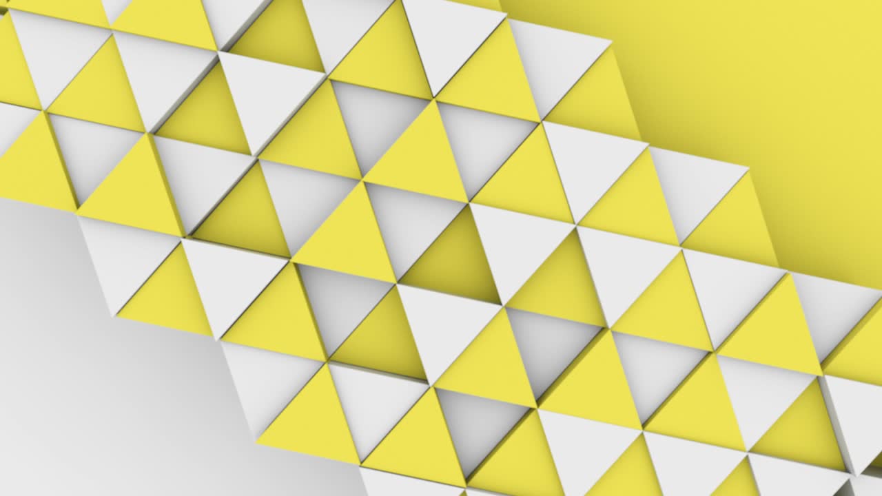 Abstract 3D triangle shapes background with different colors top view. Set 4K loop animation footage.