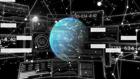 Animación-Del-Procesamiento-De-Datos-Sobre-Globo-Terráqueo-Y-Pantallas.