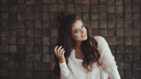stylish woman with updo and makeup