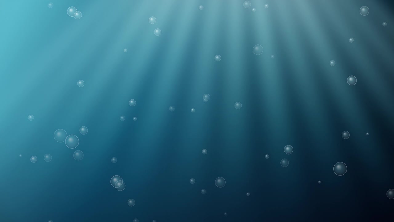 Underwater Scene with Rising Bubbles and Sun Rays
