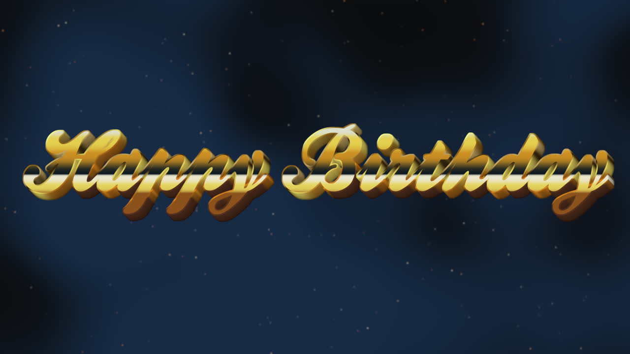 Golden birthday celebration with shining stars on a blue background