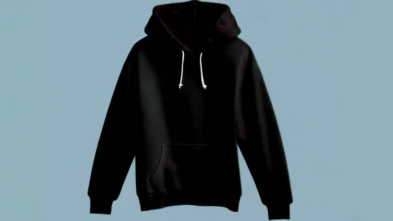 Unisex hoodie live mockup animated overlay, transparent 4K video, alpha channel, ProRes 4444