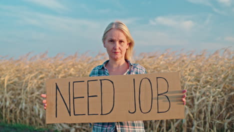 woman seeking employment in a field