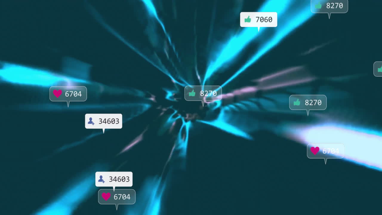 디지털 터널을 통해 미디어 아이콘의 애니메이션