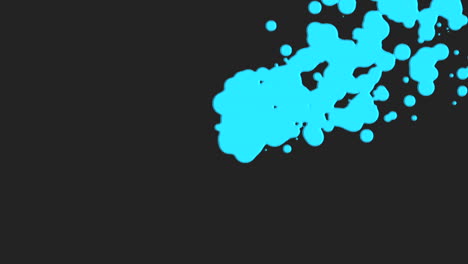 Abstract-flowing-blue-liquid-and-splashes-spots-on-black-gradient