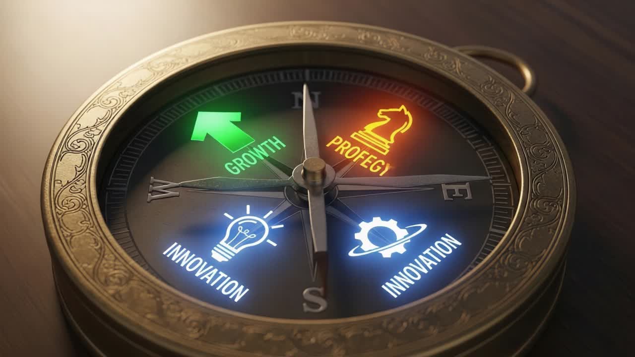 A Compass Guiding Towards Growth, Innovation, and Strategic Progress: A Visual Representation of Navigating Future Endeavors