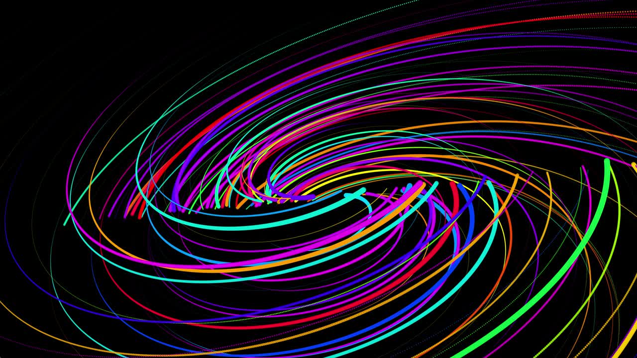 stylish creative abstract background in 4k. colored lines swirling in spiral fly along swirling path. Motion design bg of particles shaping lines, helix and abstract structures. 3d render