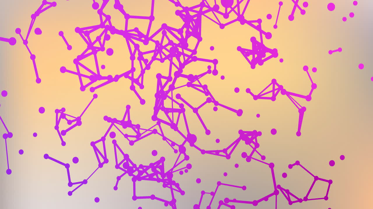 오렌지색 배경 위의 분홍색 연결 네트워크의 애니메이션