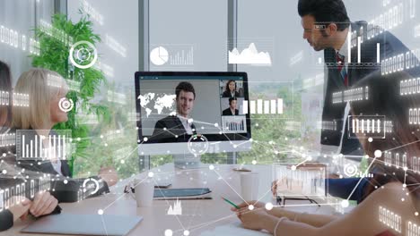 creative visual of business people in a corporate staff meeting on video call