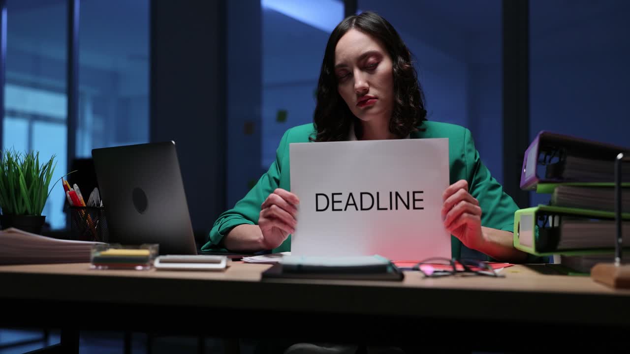 Woman stressed about deadline at work