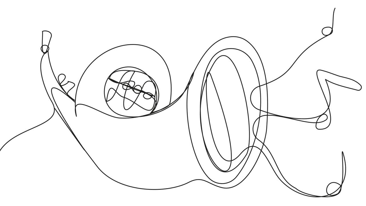 la trompeta de música en una línea