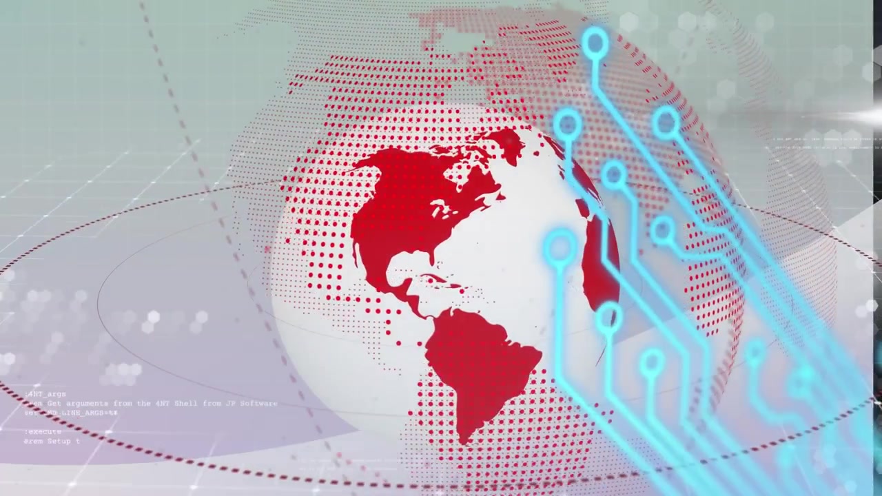Animación de globo digital con superposición de placa de circuito