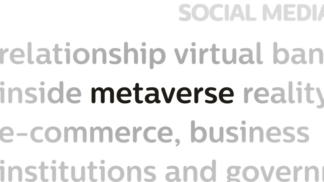 Headline titles media with Metaverse, cyberspace and life in virtual reality seamless loop