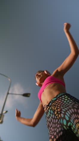 woman stretching outdoors