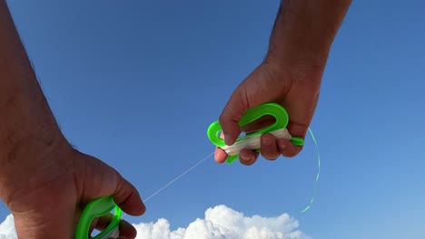 low angle fpv of male hands holding handles