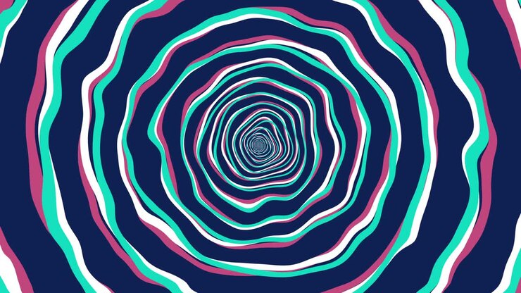 Loop contínuo abstrato com fundo de ruído de gradiente torcido e padrões geométricos futuros em movimento.
