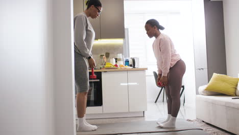 women doing sports at home