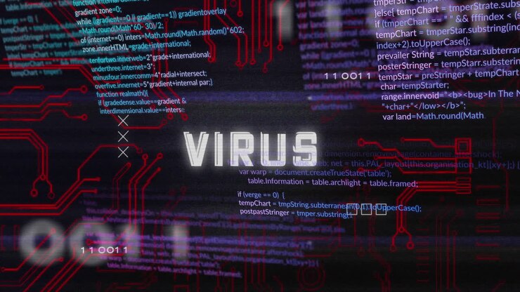 Animation of virus text and data processing
