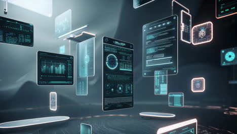 futuristic holographic interfaces and data displays