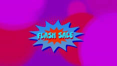 Animation-of-flash-sale-text-on-retro-speech-bubble-and-patterned-background