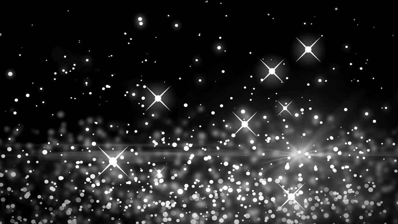 animación de múltiples manchas blancas brillantes de luz que se mueven en movimiento hipnótico sobre un fondo negro